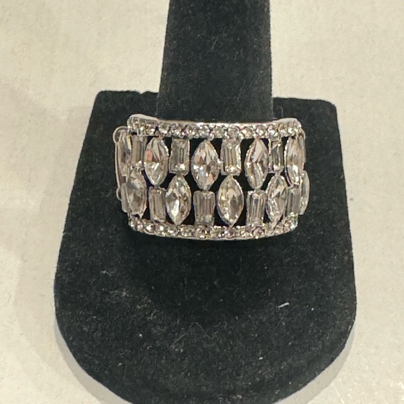 Elegant CZ Statement Ring - One Size Stretch Back - Picture 2 of 5